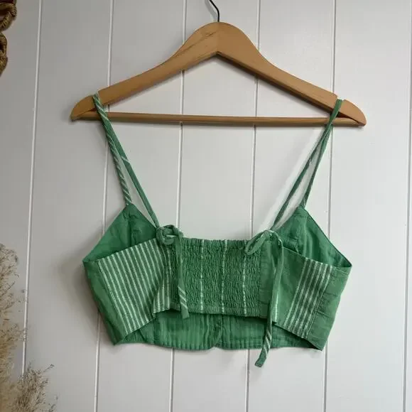 Free People set co-ord matching set pants and crop top cotton striped Medium